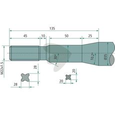 Balspjut rak, med bussning och konisk mutter 1100mm