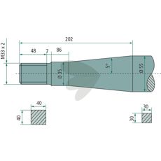 Balspjut rak, med konisk mutter 1140mm 55586