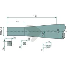 Balspjut konisk mutter Baas / Trima M22X1,5 1400mm