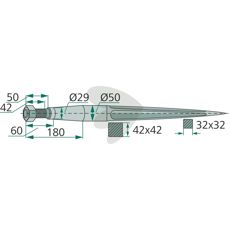 Balspjut konisk mutter M28X1,5 1400mm Rak