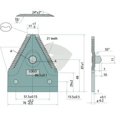 Sltterkniv tandad upptill 87x76 hl 9,5,6,5mm