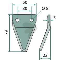 Kniv fr fodervagn - 70-183