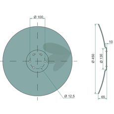 Tallrik  450x5 mm, hlkrets = 100 mm