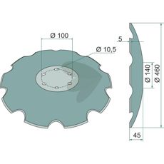 Tallrik tandad, 6-hls, 465x5 mm