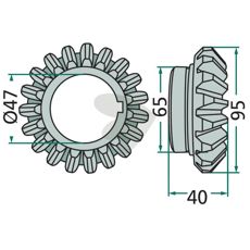 Koniskt hjul 19 kuggar -ET-28