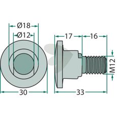 Bult Fr Sltterkniv M12x33 mm