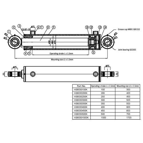 Hydraulcylinder 60x30X500 | Sagro.se